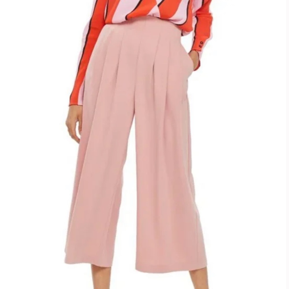 TopShop Pink Wide Leg Pants Ivy Crop